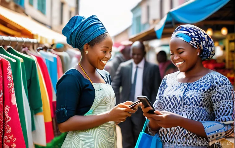 나이지리아 IT 기업 - A vibrant and energetic scene inside a modern, well-lit co-working space in Lagos, Nigeria. Young Ni...