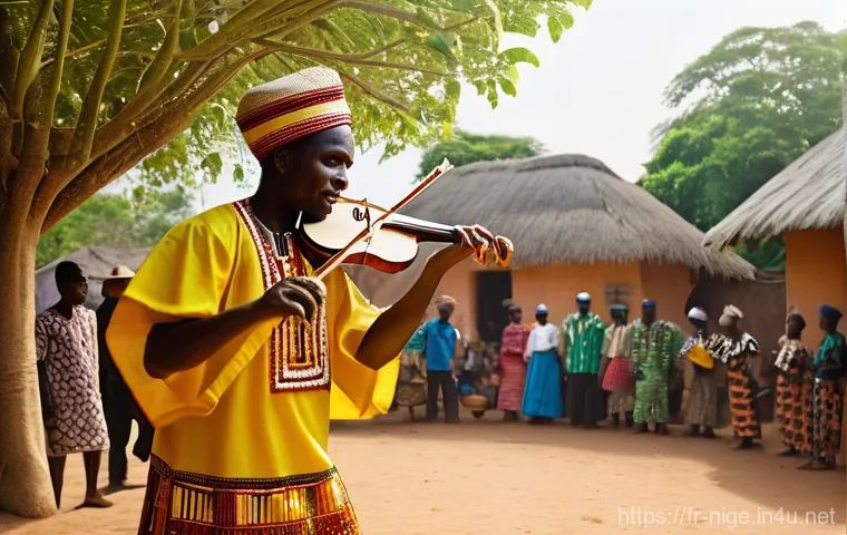 나이지리아 전통 음악 장르 - **Prompt 1: Ancestral Rhythms in a Village Setting**
"A group of vibrant Nigerian traditional mu...