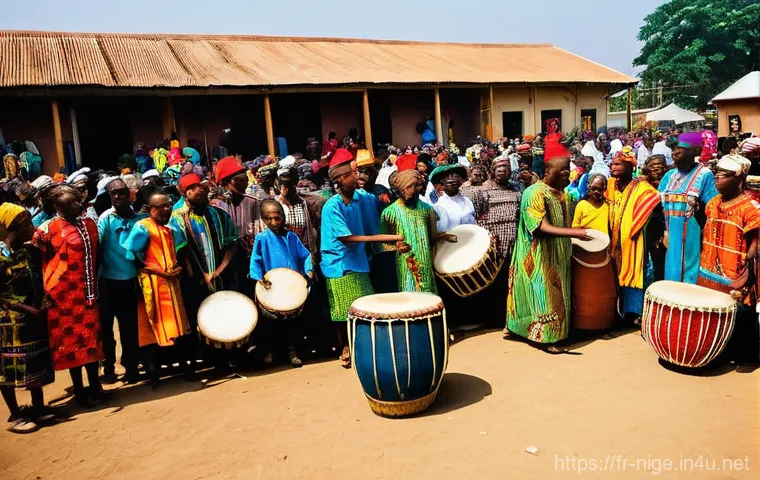 나이지리아 전통 음악 장르 - **Prompt 1: Ancestral Rhythms in a Village Setting**
    "A group of vibrant Nigerian traditional mu...